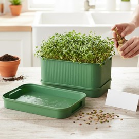 Bandeja de germinación, Paquete de 2 bandejas apilables para germinación Semillas para Kit Cultivo microverdes Grado alimenticio sin Suelo para jardín Hierbas y ensaladas Interior