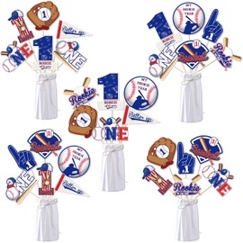 30Pcs Baseball First Birthday Centerpiece Sticks, Rookie of the Year Table Toppers Decorations for Boys 1st Birthday Party, My Rookie Year Party Decor, Baseball Themed 1st Birthday Party Decor