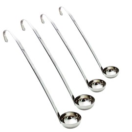 Markeny 4 Pieces Stainless Steel Soup Ladle Metal Handle Ladle with Pouring Rim,1oz/2oz/3oz/6oz Set Ladles for Cooking Soup Sauce