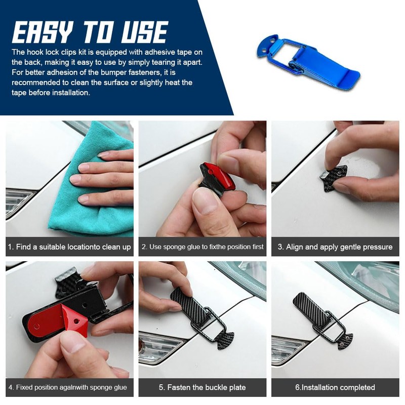 Tecledsn 2PCS Car Bumper Clip Hasp, Bumper Holder Clips, Durable