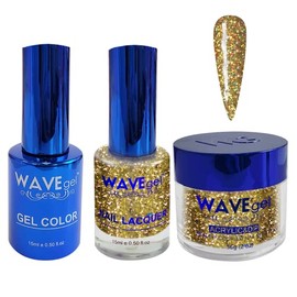 WAVEGEL Soak-Off Gel, Nail Lacquer & Acrylic/Dip Powder Matching Set - Royal Collection - #118 The Midas Touch