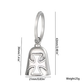 Motorcycle Cross Bell Key Chain Stainless Steel Biker Bells Protect the Rider Accessories & Live To Ride Good for Luck