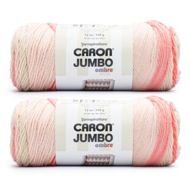Caron Jumbo Ombre Blossom Yarn - 2 Pack of 12oz/340g - Acrylic - #4 Worsted (Medium) - 595 Yards - Knitting & Crochet