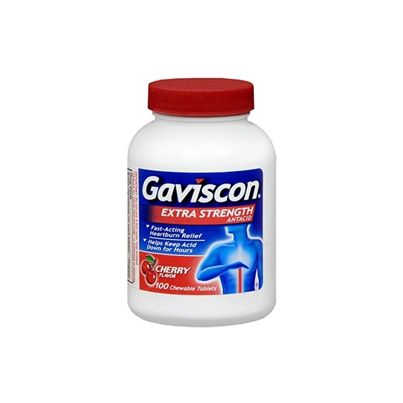 Gaviscon Tablets Extra Strength Cherry Flavor 100 Tablets ( Pack