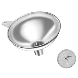 Serinar Stainless Steel Funnel (5.7 in. x 1 in. Mouth) with 30 Mesh Removable Stainless Steel Filter, Food Grade Metal Large Funnel for Kitchen, Liquids, Oils, Powders, Spices, Home Brewing.