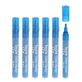 PATIKIL Metallic Marker Pens, 6Pcs Glitters Paint Pens Paint Pens Shimmer Colored Markers Art Marker Pen for DIY Craft Photo Album Wax Seal, Sky Blue