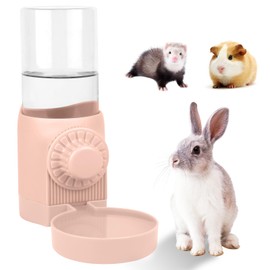 Hanging Automatic Rabbit Water Bottle, Guinea Pig Water Bottle No Drip, Gravity Cage Water Dispenser for Bunny Ferret Waterer Small Animals (Pink)
