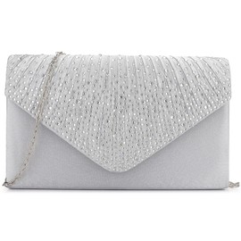 BBjinronjy Clutch Purses for Women Evening Bag Formal Rhinestone Handbags for Wedding Party Cocktail Prom Dinner (Silver-2)