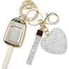 Simocky Key Fob Cover with Diamond Heart Keychain, Car Key Shell for Women, Compatible with Honda 2013-2016 Accord Crosstour 2014-2015 CR-V Civic 2016-2017 HR-V Protector (4 Buttons-Gold)