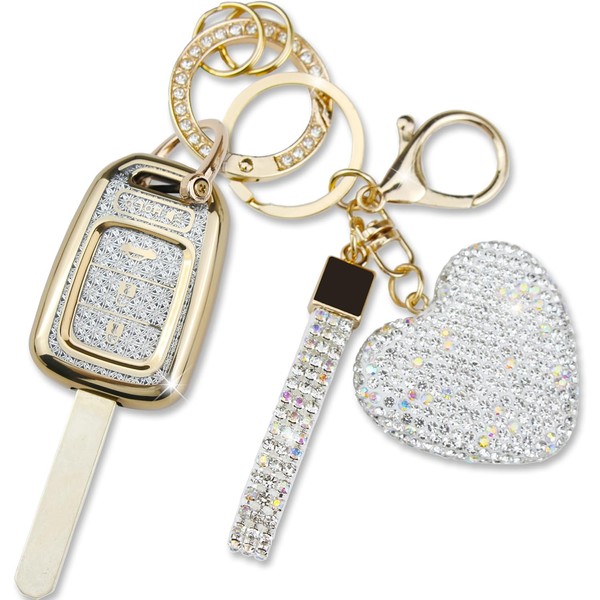 Simocky Key Fob Cover with Diamond Heart Keychain, Car Key