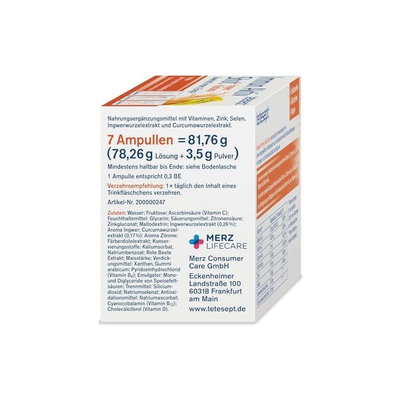 tetesept Immune Active Turmeric Ginger Shot [7 Drinking Bottles] High