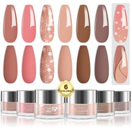 Lavender Violets 14g x 6 Colours Dip Powder Nude Pink Cream Beige Colours Latte Stars Nail Art Manicure Large Capacity Dipping Powder Glitter Nail Powder J204