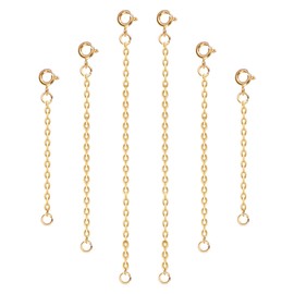 6pcs Necklace Extender Chains, 2 Inch 3 Inch 4 Inch Stainless Steel Jewelry Extenders Bracelet Extender Extender Chain Set for Jewelry Necklace Bracelet Anklet Making Supplies (Gold)