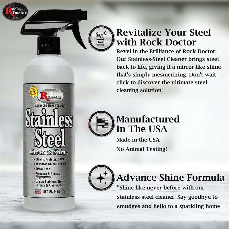 Rock Doctor Stainless Steel Cleaner and Polish, Streak-Free Cleaning Solution