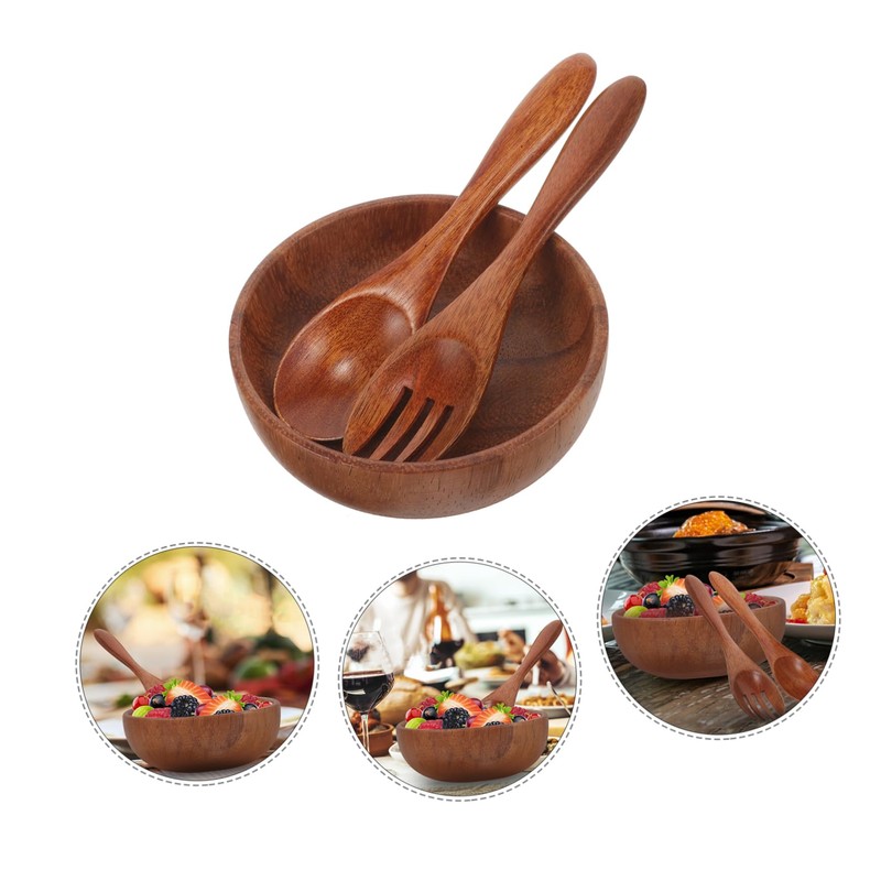 SHOWERORO Wood Salad Bowl Set Salad Serving Bowl with Lid