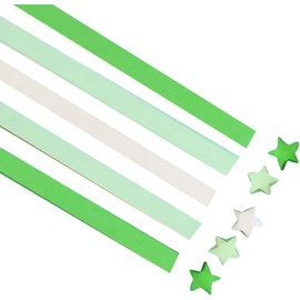 540Pcs Origami Star Paper Strips, Double-Sided Colored Paper for DIY Lucky Stars, Pre-Cut Wishing Star Craft Kit (Green, 1)