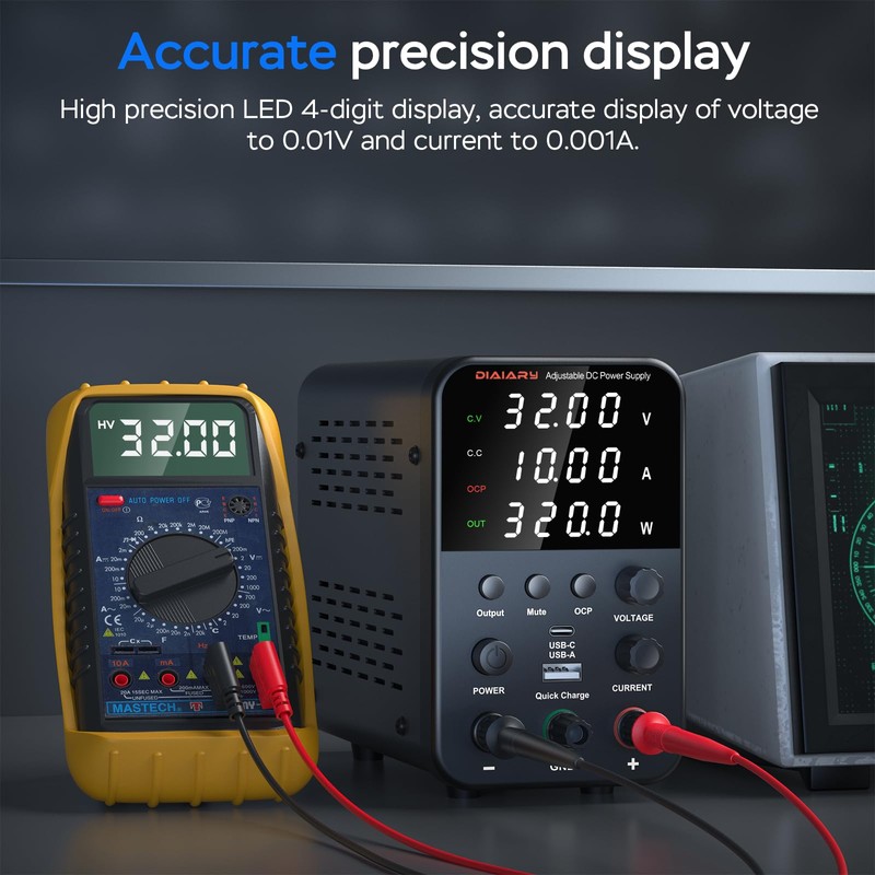 DC Power Supply Variable, 32V 10A Adjustable Switching Regulated DC