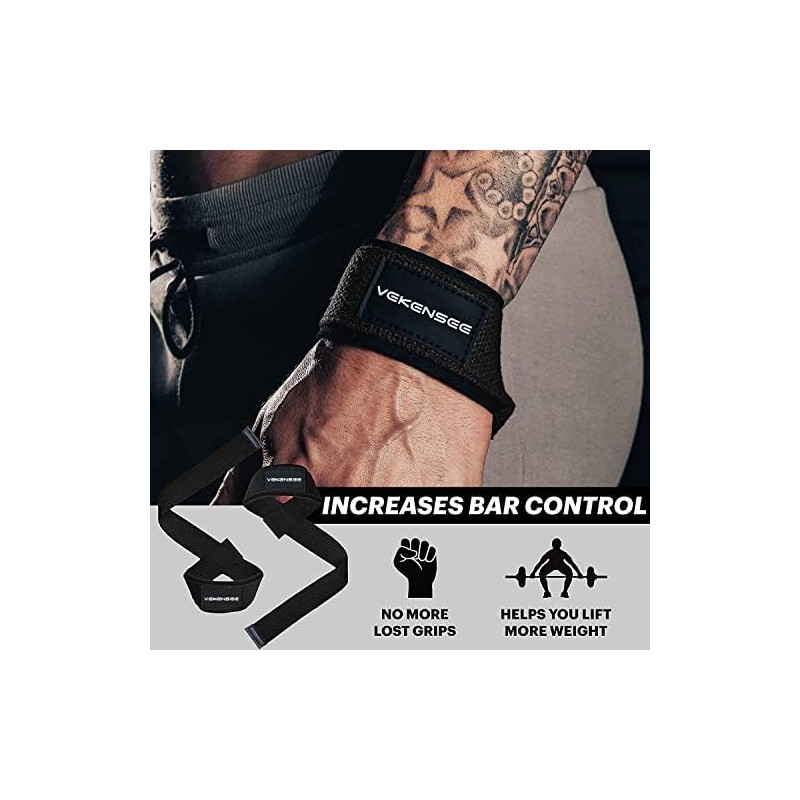 Correas Acolchonadas para Levantamiento de Pesas, VEKENSEE Straps para Gimnasio,