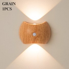 Motion Sensor Wireless Magnetic Night Lights Smart Home Decor Usb Rechargeable Wall Lamps Bedroom Bedside Led Lights for HomeBody color: Wood, Lamp Power(W): 1, Lamp Sizes: Small