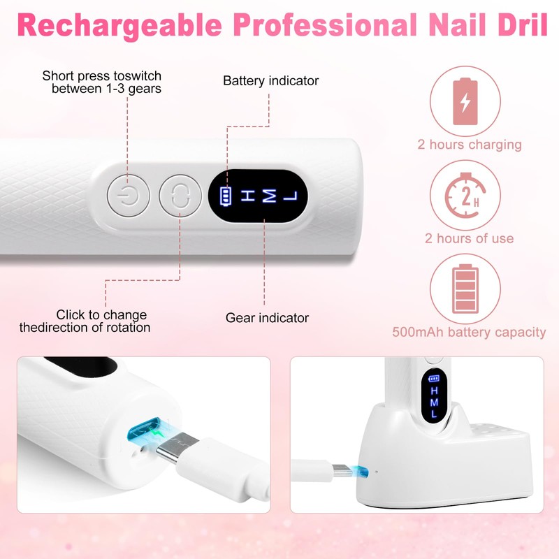 Brencco Professional Cordless Nail Drill Bit