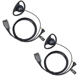 UAYESOK D Shape Radio Headphones Earplugs 1 Pin, Single Pin 2.5 mm Walkie Talkie Headset with PTT Microphone for Motorola Talkabout TLKR T42 T62 T80 T82 T92 XT180 T82 Extreme Pmr446 T9 (Pack of 2)
