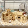 Wood Hamster House Set of 2 Tiny Wooden Hideout Castle