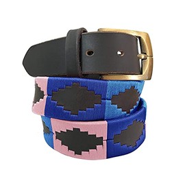 Carlos Diaz Unisex Argentina Ntinisches Black Leather Embroidered Polo Belt - brown