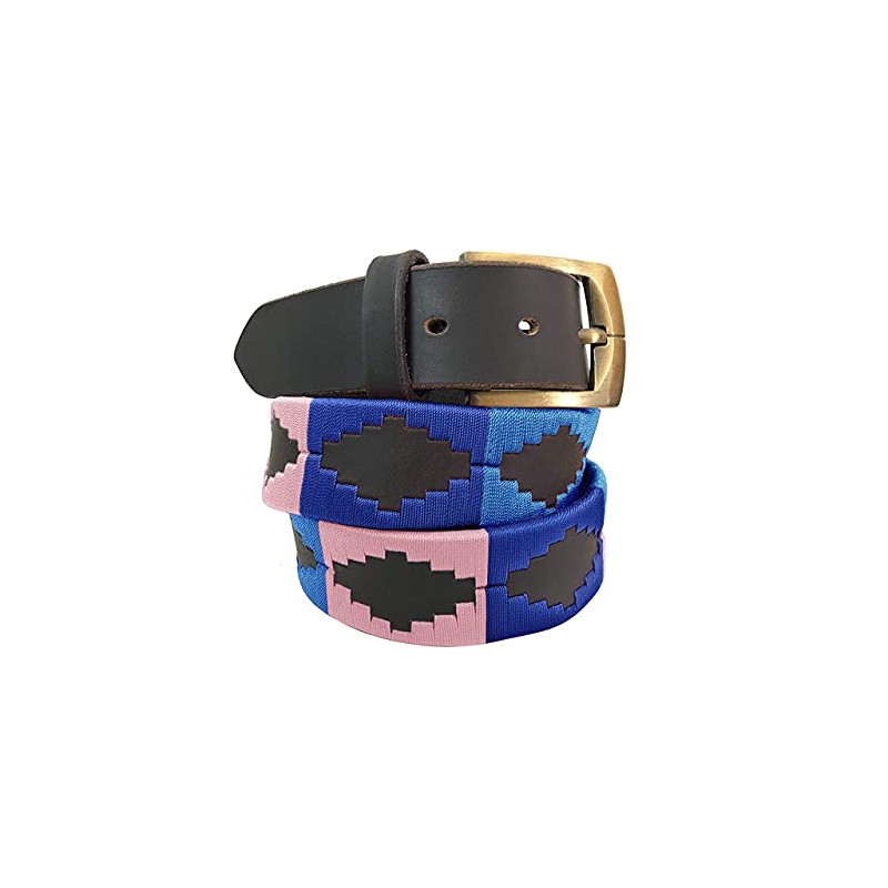 Carlos Diaz Unisex Argentina Ntinisches Black Leather Embroidered Polo Belt