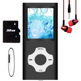 Hotechs Slim Design MP3 Player MP4 Player with 32GB Memory Card Digital LCD Display 1.8 Inch Display FM Radio