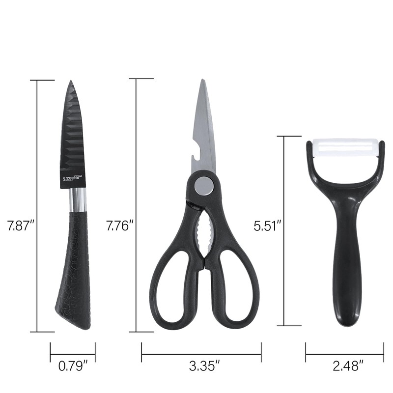 6pcs Stainless Steel Kitchen Knife Set, Nonstick Ceramic Coating Wave