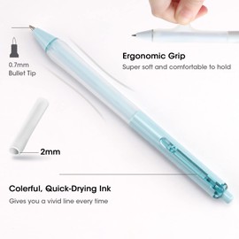 Writech Retractable Gel Pen Set: Medium Point 0.7mm Black Color Gel Ink Pens Soft Grip for Smooth Writing Journaling Drawing-No Smear & Bleed 8ct