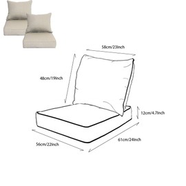 COZYVIDA Indoor/Outdoor Deep Seat Patio Cushions seat(22x24x4.7 inch),Back(23x19 inch): Resilient Foam Filling, Weather Resistant Patio Cushions, 2 Sets,Riverbed