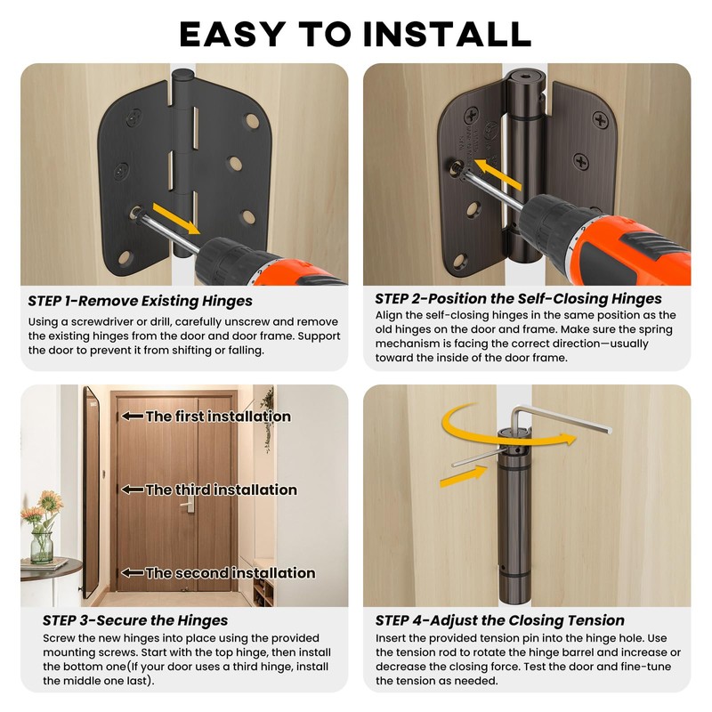 goldenwarm 6 Pack 4 Inch Oil Rubbed Bronze Self Closing