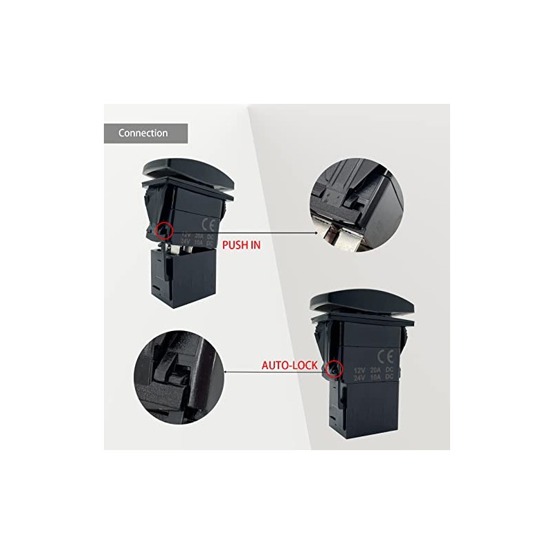 8 Set Rocker Switch Plug Socket with 6.3mm Female Spade