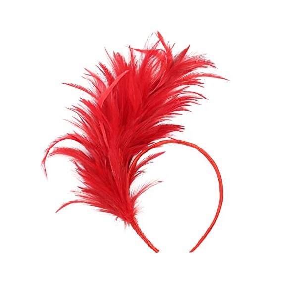 BABEYOND Coucoland Feather Fascinator 1920s Fascinator Gatsby Feather Headband Bridal Headpiece 1920s Flapper Accessories Derby Headpiece for Cocktail (Red)