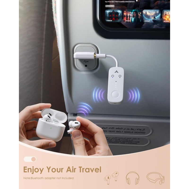 SQERO Airplane Headphone Jack Adapter, Dual 3.5mm Male to 3.5mm