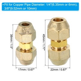 PATIKIL Pipe Extension Connection Set, 2 Pieces Weld-Free AC Copper Pipe Coupling Adapter with Union Nut for Copper Pipe Diameter 1/4 Inch and 3/8 Inch Refrigeration and Air Conditioning Technology