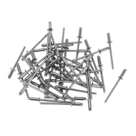 RATCHROLL 50 Pcs Open End Large Flange Blind Rivets 3.2mm Grip Diameter 10mm Grip Length 6mm Flange Diameter Silver Tone Stainless Steel