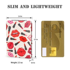 YTLX Quality Vanity Compact Makeup Mirror for Girls Women, Stylish Slim Travel Cosmetic Mirrors for Pocket Purse Wallet Handbag, Portable Magnifying Handheld Small Mirror with Red PU Leather