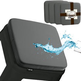 BUYUE Enhanced Anti-Slip Magnetic Bar Stool Cushions Set of 4, Luxury PU Leather Waterproof Small Seat Cushions for Café Bistro Stackable Metal Stools (Square, Dark Gray, 4)