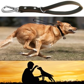 Short Dog Leash Leather Dog Lead Short Dog Rope 14 inch Leather Leash 360 ° Heavy Duty Metal Clip Soft Strong Light for Medium and Large Dogs Pet Training Walking