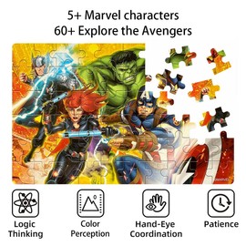 Jigsaw Puzzles 60 Pieces Puzzles for Kids Ages 4-8 Learning Educational Toy Puzzles for Children Girls and Boys Packed in Tin Box (SN-B6Q2-ZJK6)