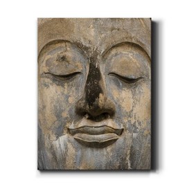 Renditions Gallery Modern Rustic Wall Paintings & Prints Buddha Face on a Rough Stone Canvas Wall Hanging Artwork for Bedroom Office Kitchen - 8"X12" - LT42