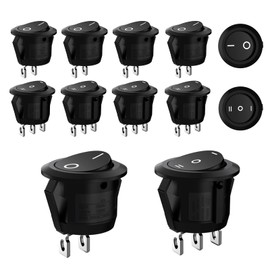 XIKTTK Rocker Switch Rocker Switch Round Black Rocker Switch 2-Pin Round (5 Pieces), Rocker Switch 3-Pin Round (5 Pieces), Rocker Switch Rocker, Switch SPST, for Car Boat Household Appliances