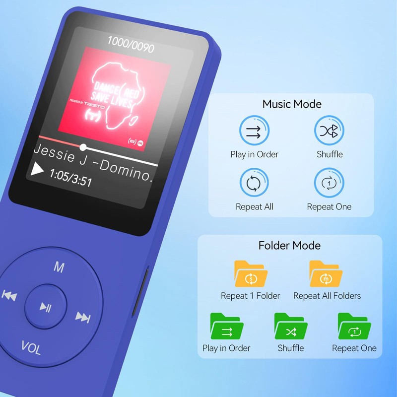 AGPTEK A02 64GB MP3 Player, 70 Hours Playback Lossless Sound