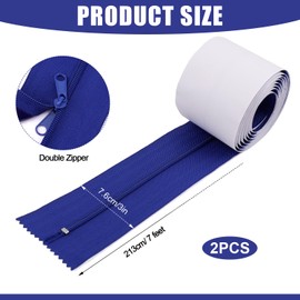 PEUTIER 2pcs Heavy Duty Dust Barrier Zipper, Instant Door Dust Protection, Self-Adhesive Tarp, Double Zipper, Blue, Nylon