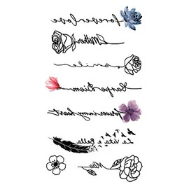 KING HORSE Tattoo Sticker English Letters Flower (hmm1356)