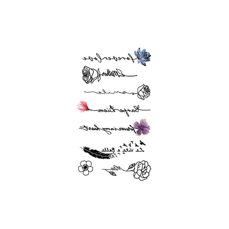 KING HORSE Tattoo Sticker English Letters Flower (hmm1356)