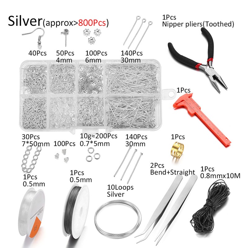 Earring Making Kit with Tweezers Ear Hooks Ear Pins Wax