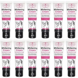 Set 12 Crema Aclarante Blanqueadora Axilas Con Leche Colágeno Aichun Beauty 50g Aclaradora de Piel para Pieles Oscuras, Whitening Cream, Blanqueadora e Hidratante, Eficaz para Axilas, Rodillas, Codos